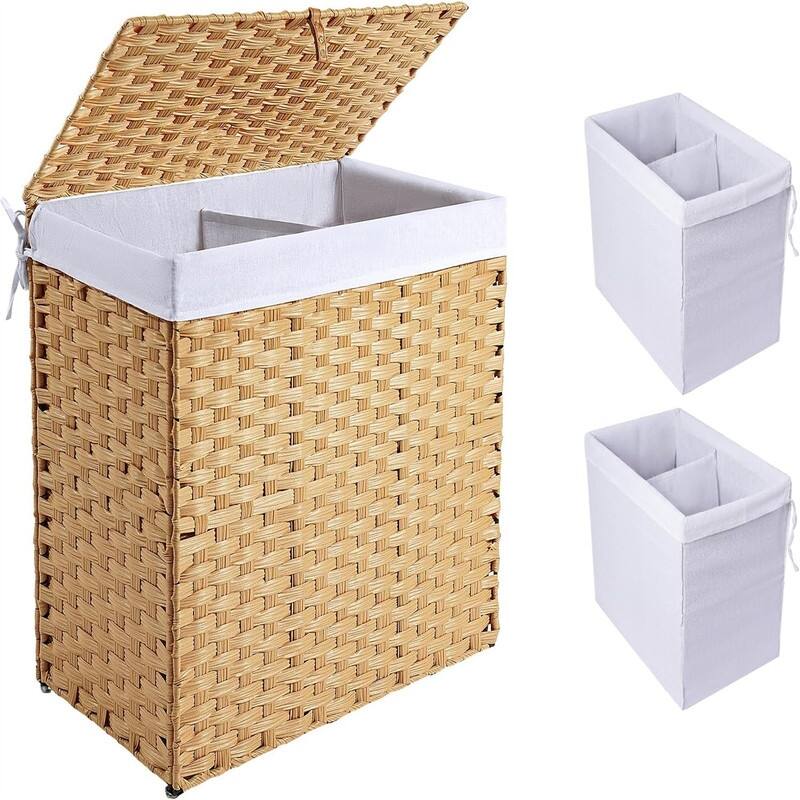Laundry Hamper with Lid and Handles - 22.4"L x 13"W x 24"H - Natural
