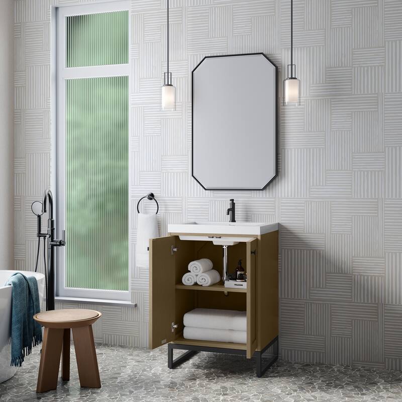 Chianti 24" Single Vanity, Walnut Whisper w/ White Composite Stone Top