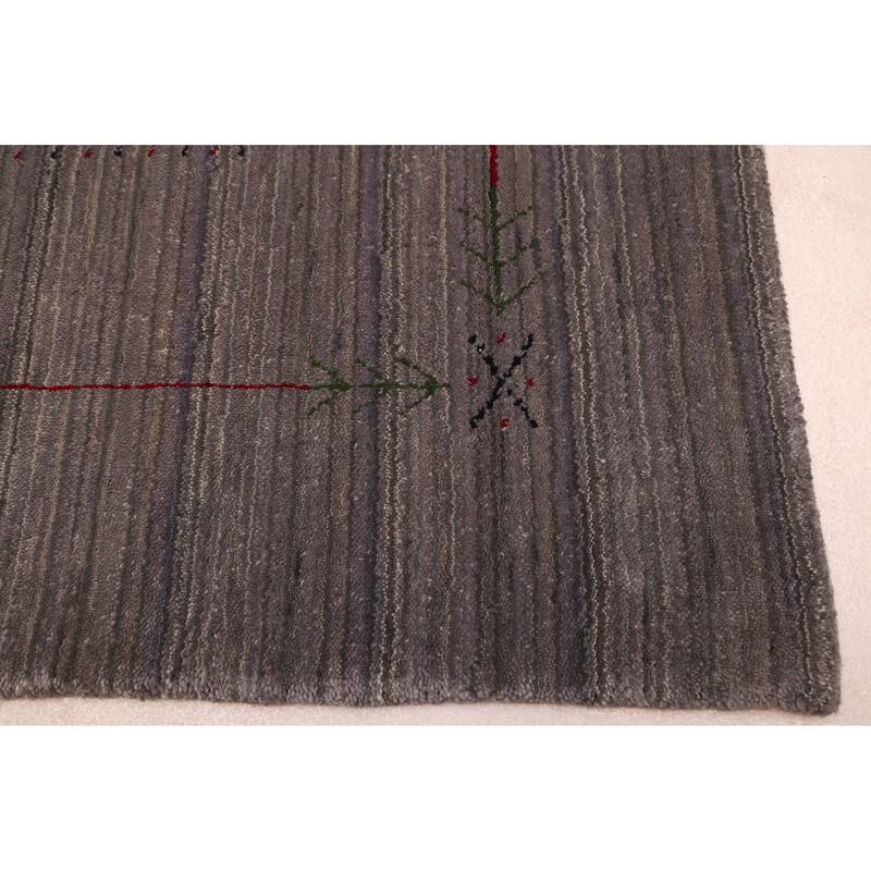 ECARPETGALLERY Hand Loomed Kashkuli Gabbeh Grey Wool Rug - 4'9 x 6'11