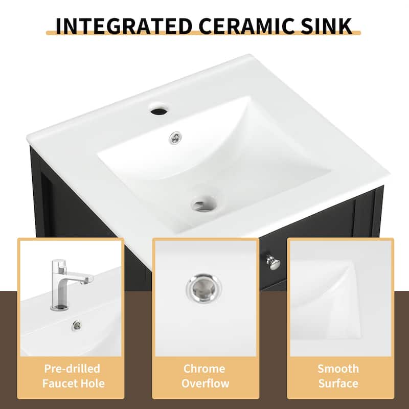 20" Bathroom Vanity with Sink, Bathroom Cabinet with Soft Closing Door