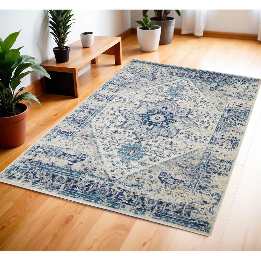 HomeRootsFloral Medallion Transitional Rectangle Area Rug - 72' X '48' X '0.5