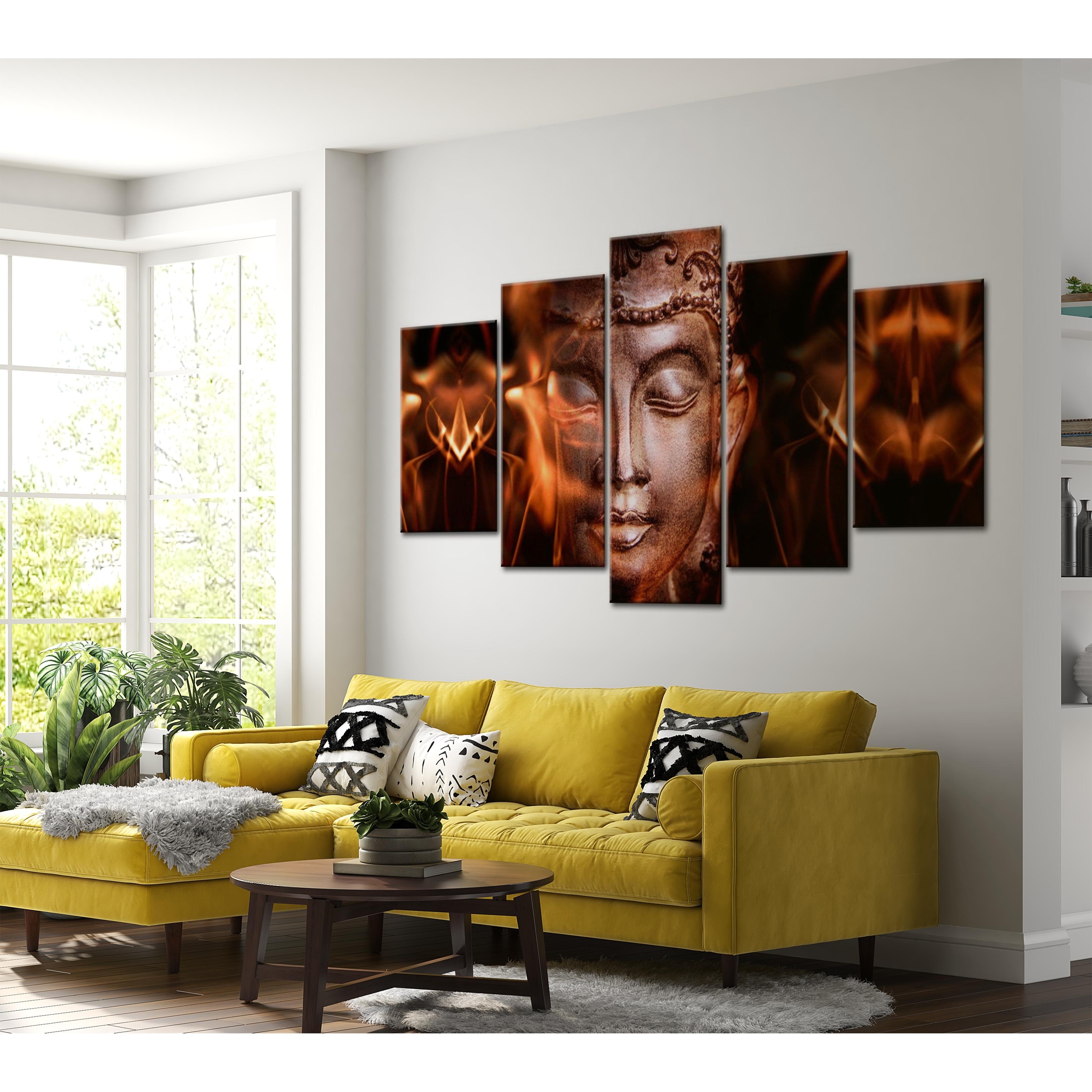 Spiritual Canvas Wall Art - The Great Buddha - 5 Pieces - Multi