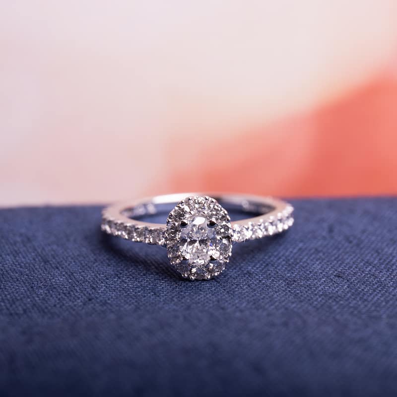 Miadora 14k White Gold 1ct TDW Certified Oval Halo Diamond Engagement Ring (IGL)