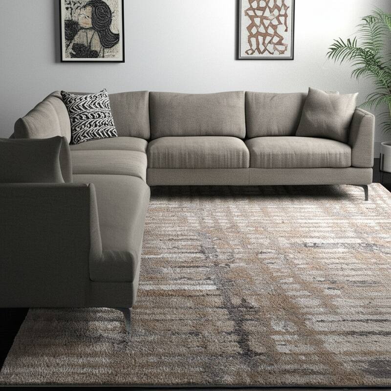 HomeRoots Abstract Industrial Rectangle Area Rug - 152.00 in. x 120.00 in.  x 1.00 in.