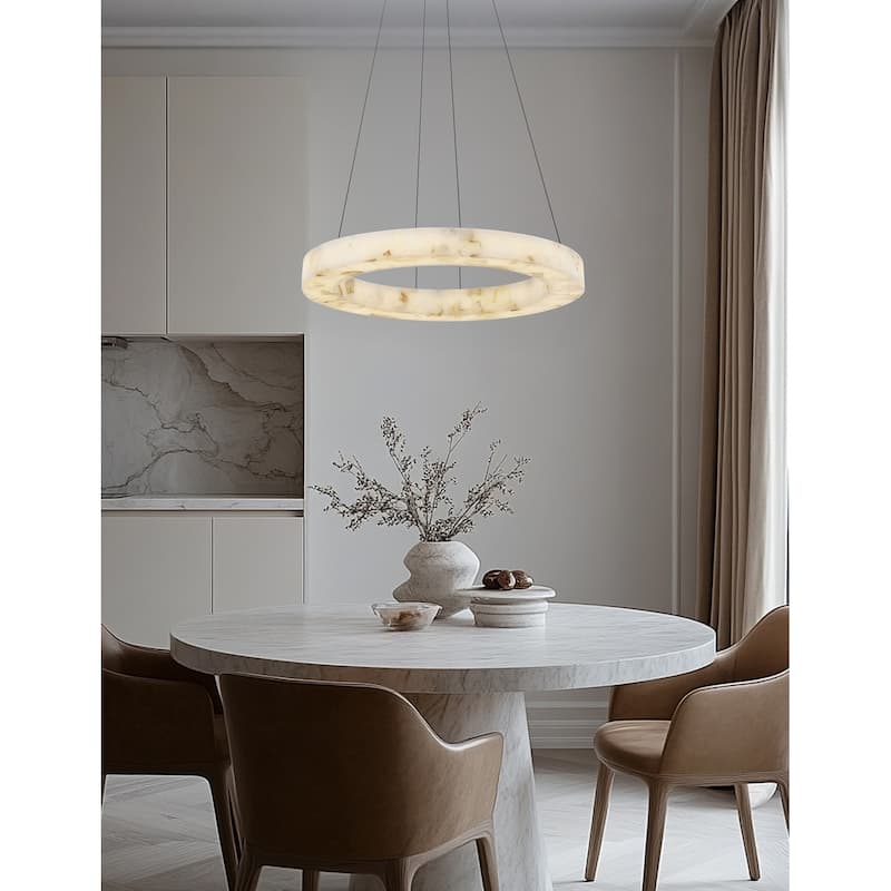Justice Design LumenAria - Medley LED Alabaster Rocks Ring Pendant Light
