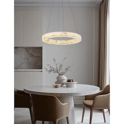 Justice Design LumenAria - Medley LED Alabaster Rocks Ring Pendant Light