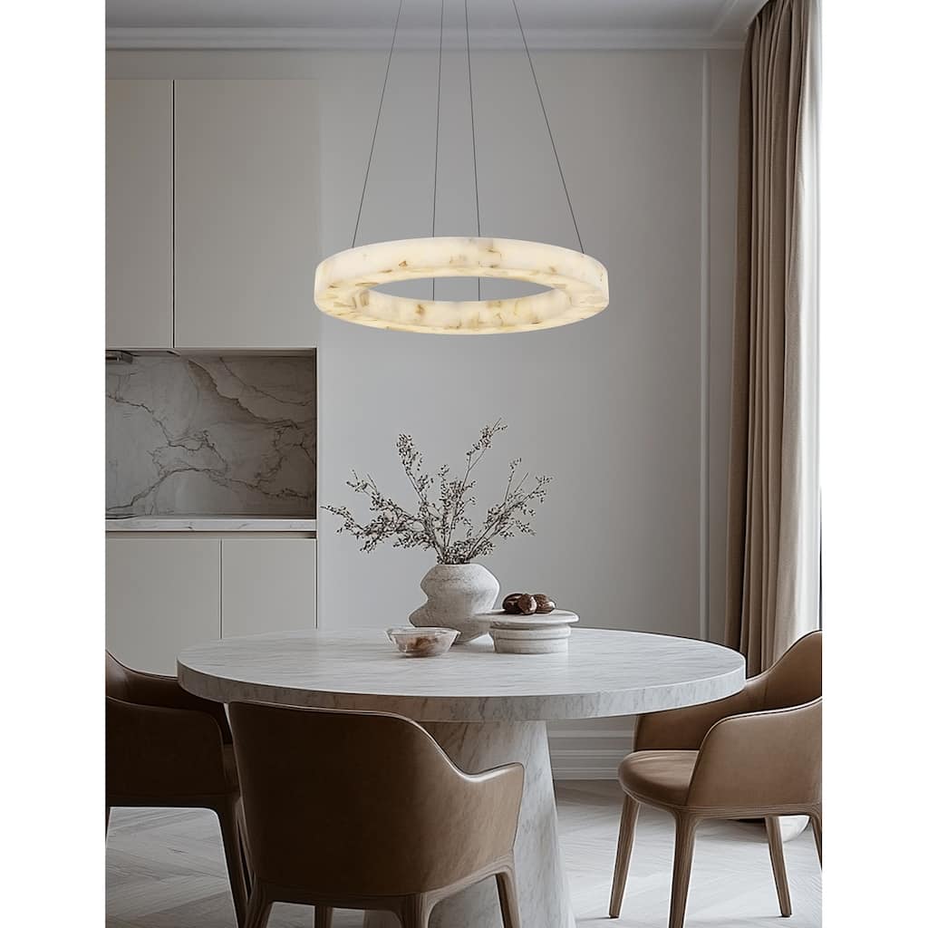 Justice Design LumenAria - Medley LED Alabaster Rocks Ring Pendant Light
