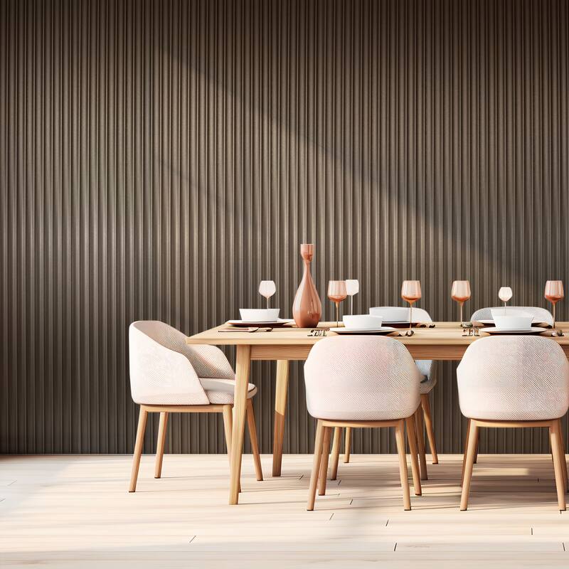 Art3d 104'' X 6.3'' Fluted Wall Panel for Interior Decor, WPC Wall Panel, Metal Finish,8pcs - N/A