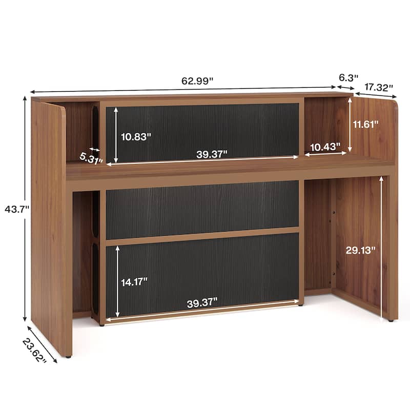 63 Inch Reception Desk with LED Lights for Store Office