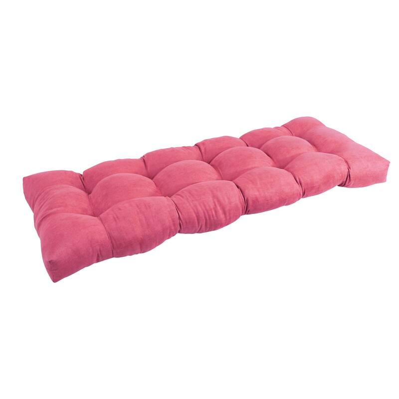 Solid Microsuede Tufted Indoor Bench Cushion (Multiple widths from 42 to 60 inch) - 46" wide - Bery Berry