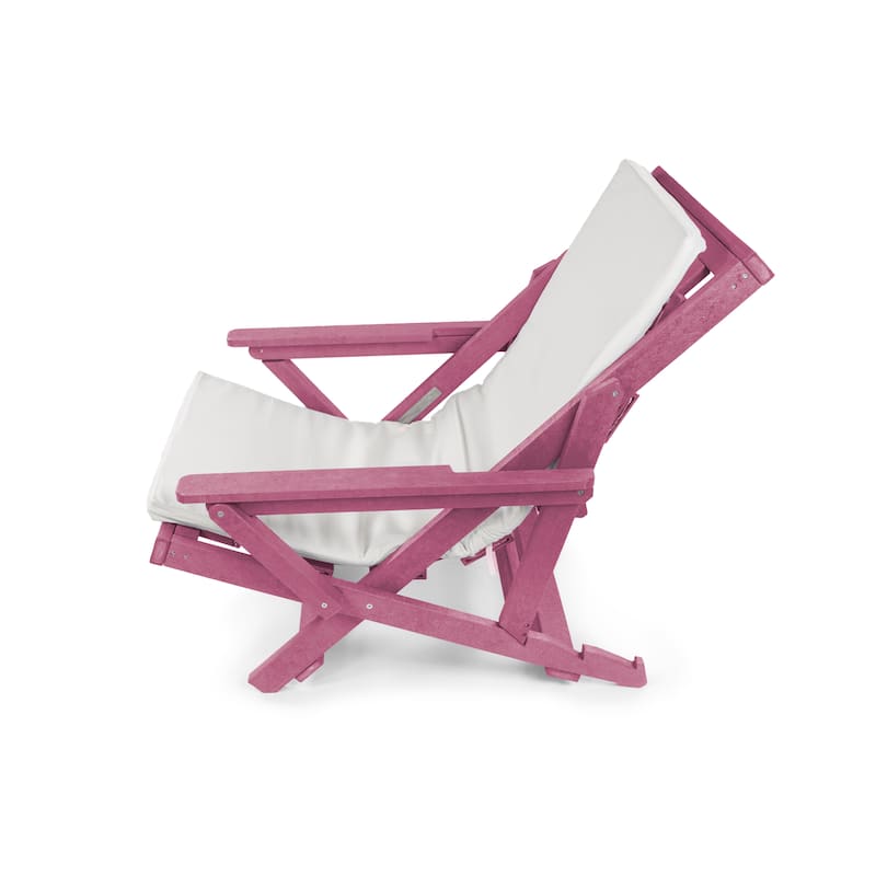 Aspen Fully Assembled All-Weather Outdoor Folding Lounge Chair and Table Set - 3-piece