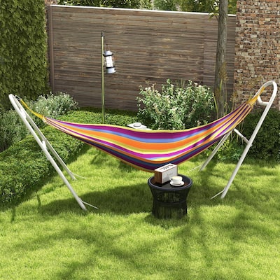 Outsunny Hammock Stand, Portable Adjustable Steel Frame Hammock Stand with Weather Resistant Finish