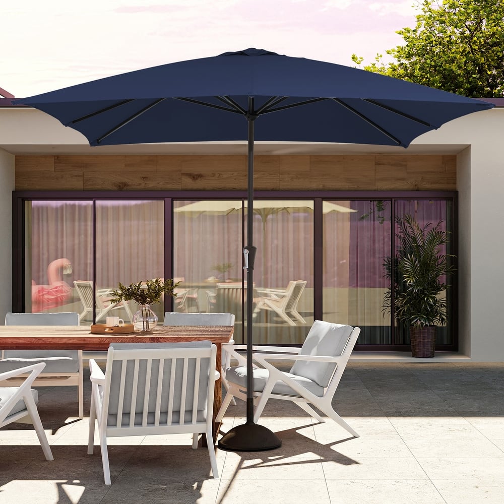 cheapest patio umbrellas PHI VILLA 15ft Large Outdoor Umbrella with Base Included, Mint Green loop fastener helps fold and store the umbrella neatly when idle 8 ft Steel, On Sale
