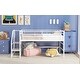 preview thumbnail 5 of 15, White Twin Size Metal Mid Loft Bed with Storage Stairs and Fence