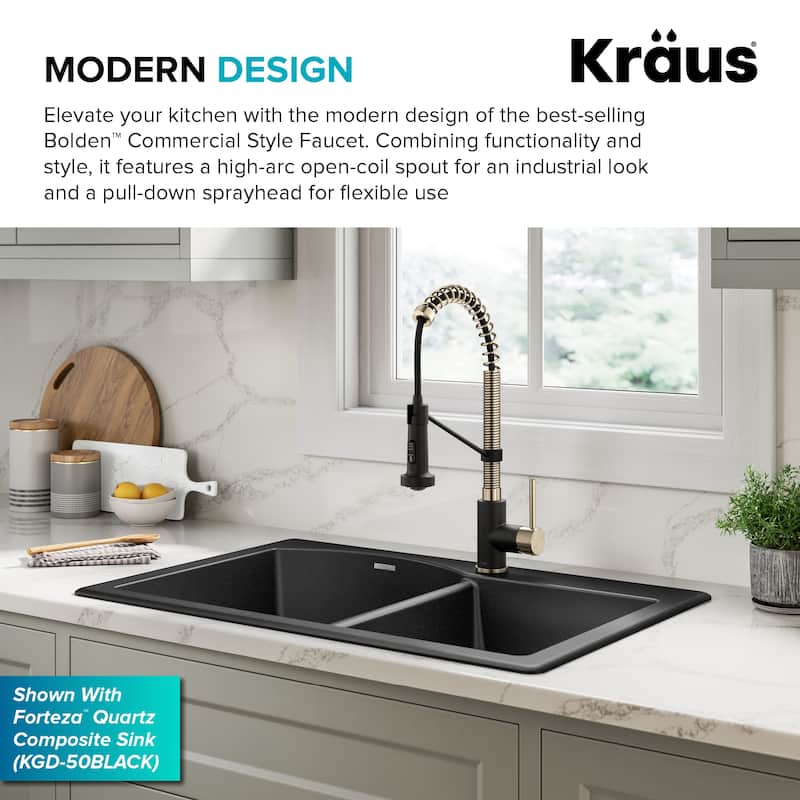 Kraus Bolden 2-Function 1-Handle Commercial Pulldown Kitchen Faucet