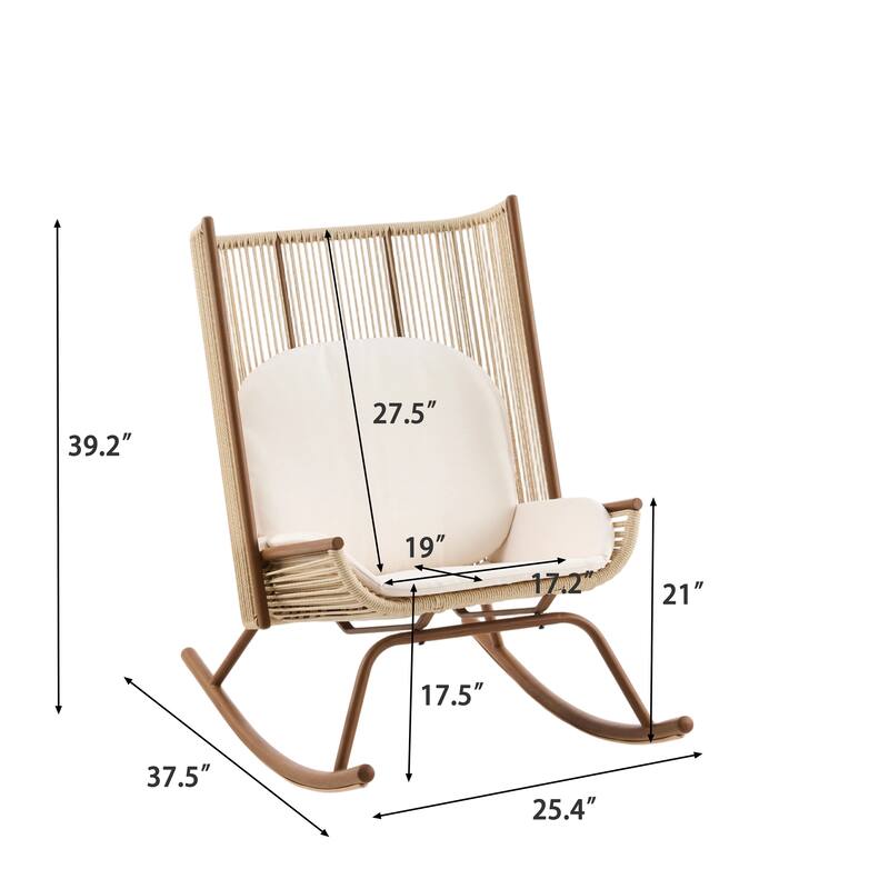 Christopher Knight Home - Modern Outdoor Rocking Chair (Set of 2) with PE Rattan and Accent Side Table Set