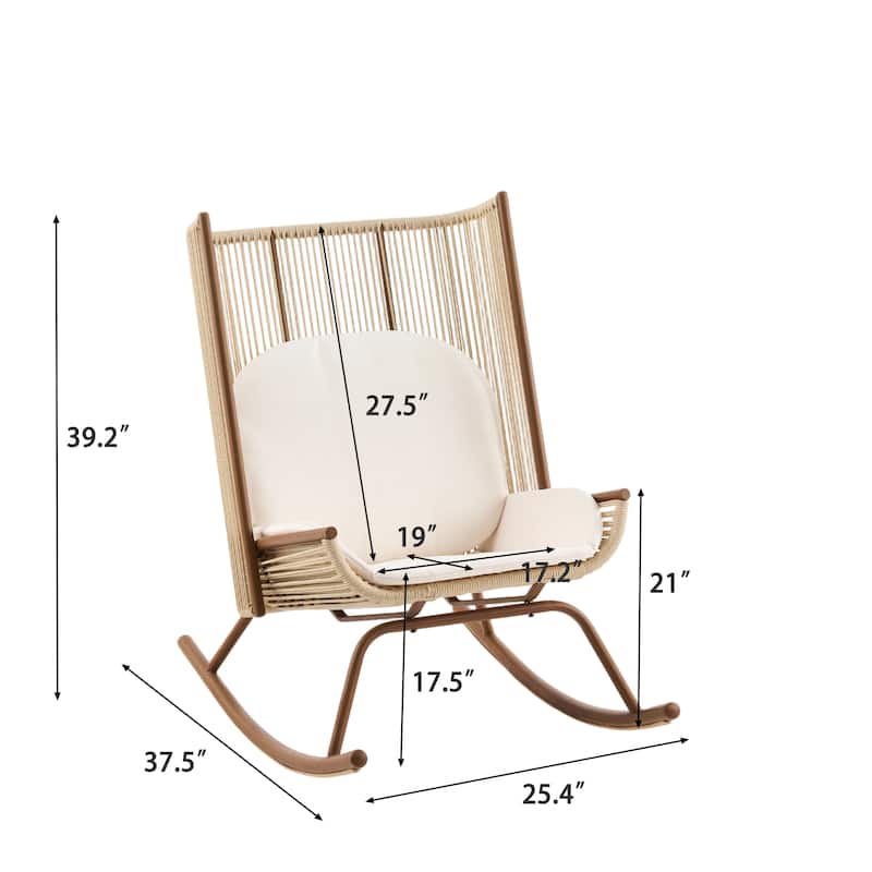 Christopher Knight Home - Modern Outdoor Rocking Chairs Set of 2 with PE Rattan and Acacia Wood Side Table