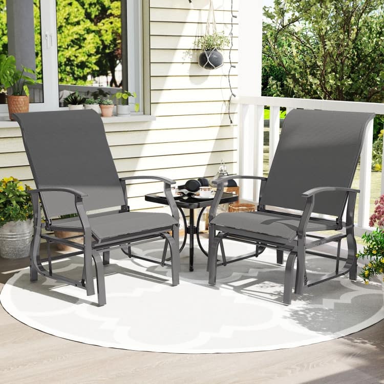 Fabric Metal Outdoor Glider Chairs Set of 2 Patio Set - 32" x 25.5" x 37"