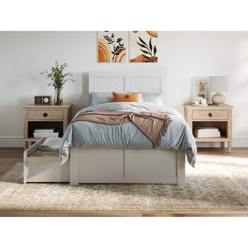 AFI Canyon Twin Platform Bed with Footboard & Storage Drawers in White
