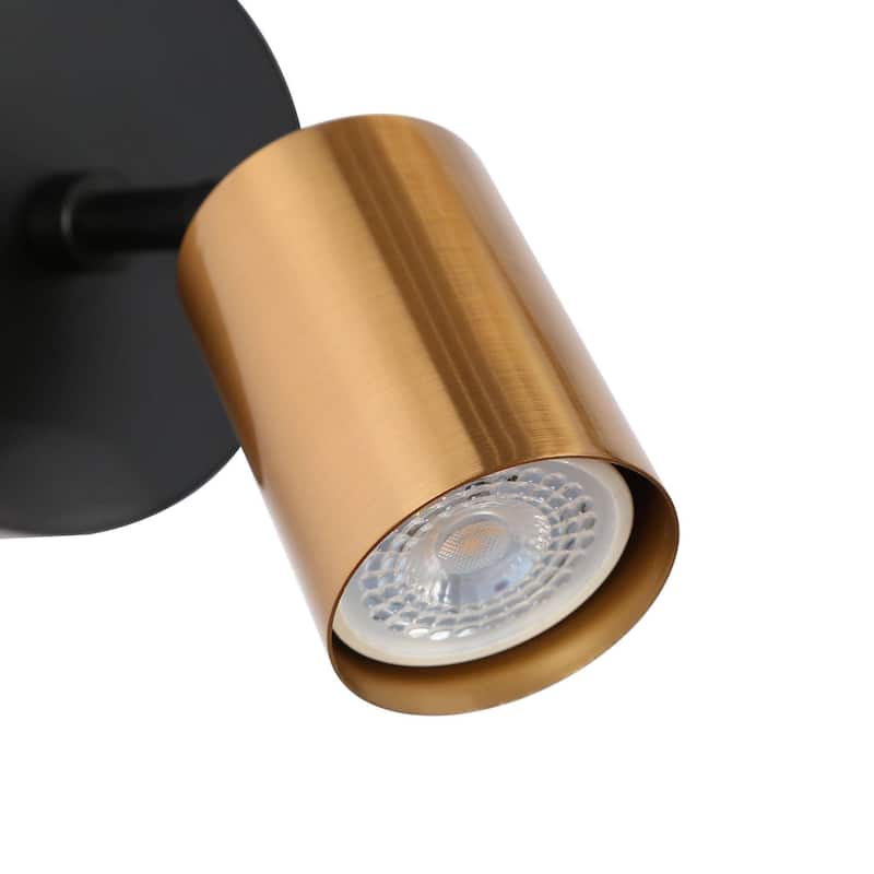 Modern 1-Light Black Gold Wall Sconce Metal Bathroom Vanity Lights - 4.7" L x 7" W x 6" H