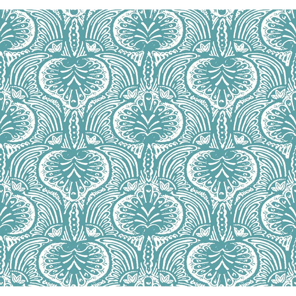 Ronald Redding Lotus Palm Aqua Wallpaper