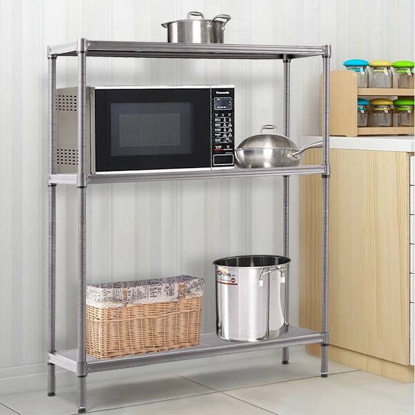 Shop Gymax Storage Rack 3layer Shelving Unit Steel Mesh Shelf 47 5 H Adjustable Steel Tube Overstock 24076285