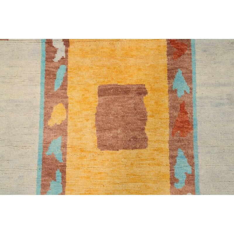 Hand Knotted Oriental 100% Wool Carpet Modern Geometric Oranges & Rust Gabbeh Area Rug - 14' 1'' X 9' 11''