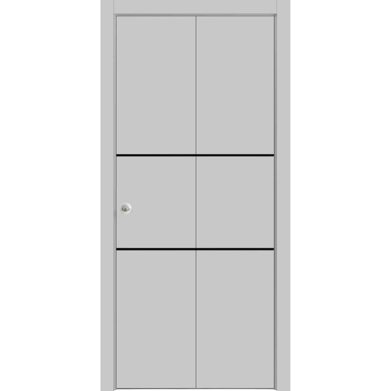 Bi-fold Doors 36 x 80 Planum 0014 Grey Ash with Sturdy Tracks - 56" x 96" ( 2* 28x96)