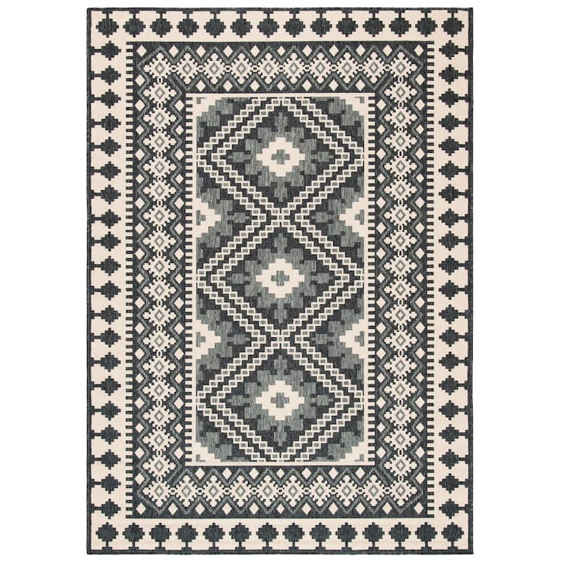 SAFAVIEH Veranda Eyvor Indoor/ Outdoor Waterproof Patio Backyard Rug - 2' x 3'7" - Ivory/Grey