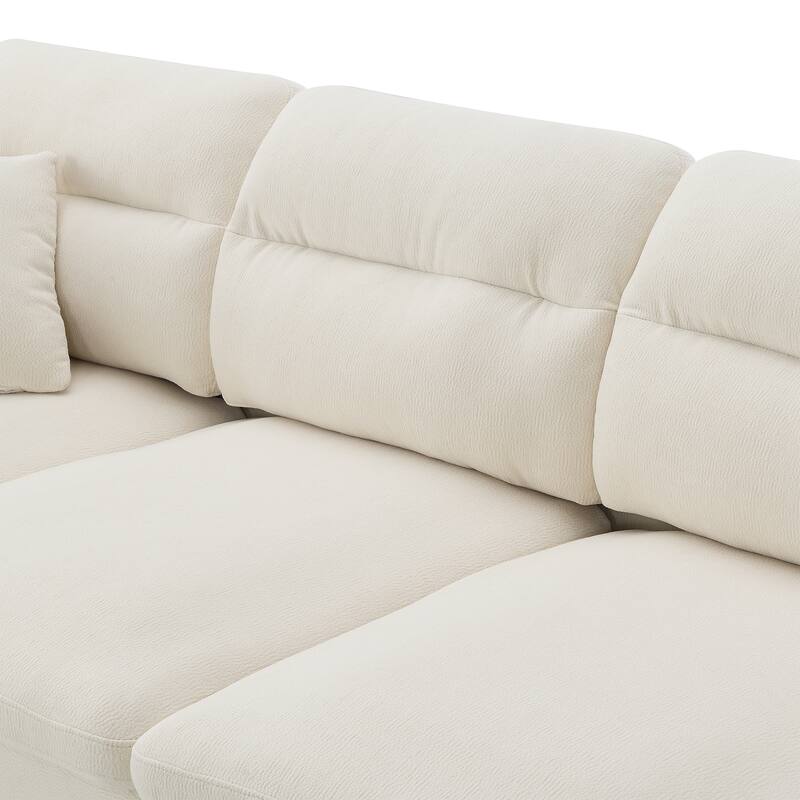 Convertible Sectional Sofa,L-Shaped Reversible Couch Set With Free Pillows,5 Seat Cloud Chenille Indoor Furniture With Ottoman