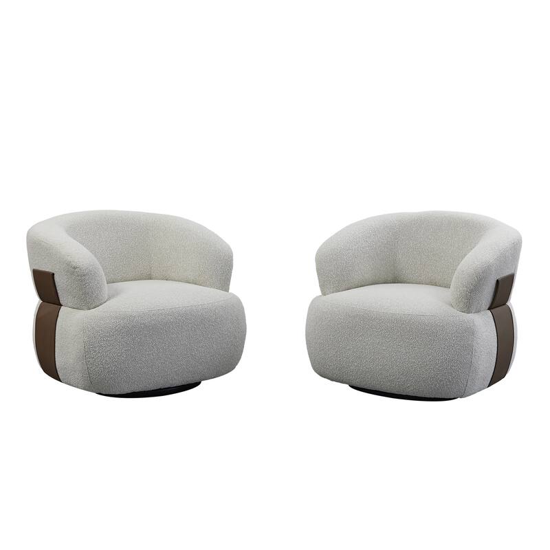 Kieon 33"W 360 Swivel Barrel Chair Modern Accent Chair Set of 2