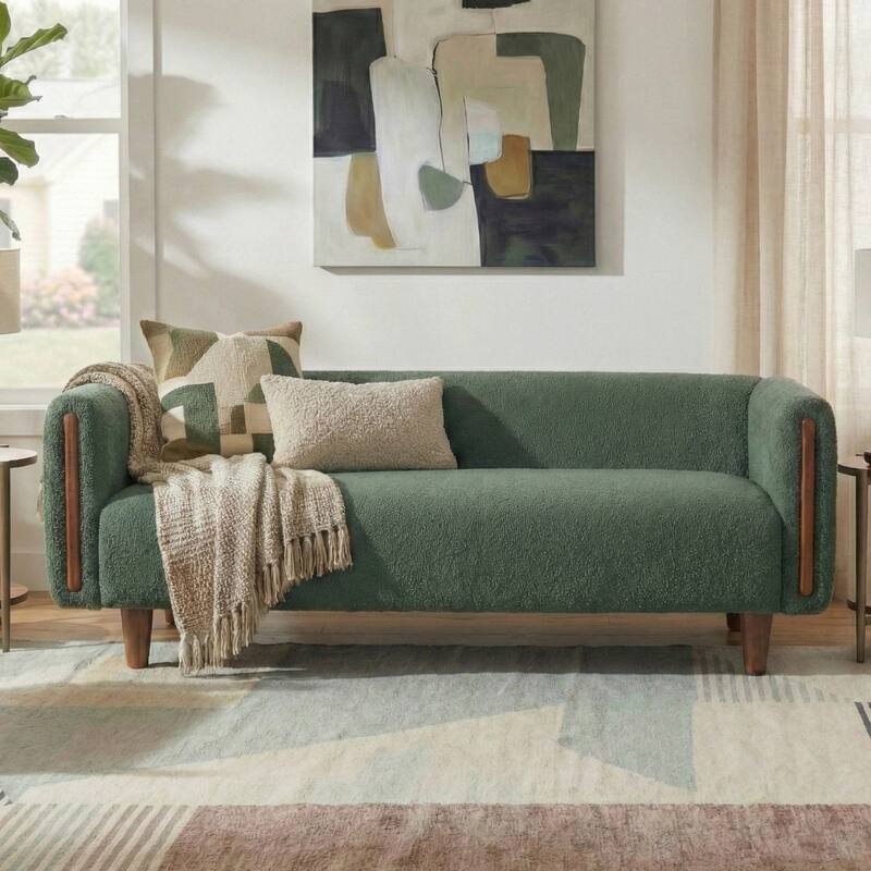Christopher Knight Home - Soft Upholstered 78.7" 3-Seater Sofa with Rubberwood Legs