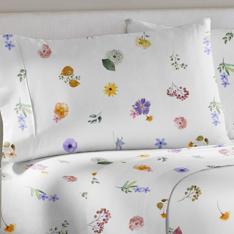Pointehaven Combed Cotton Crisp Percale Printed 2 pc Pillow Cases