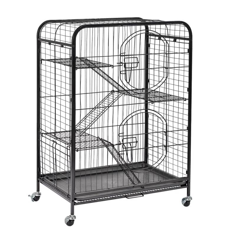 Black Metal Pet Crate Cage Kennel With Wheels - Metal - Assembly Required
