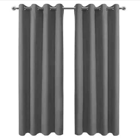 Blackout Curtains with Grommet Top, Gray, 1 Panel