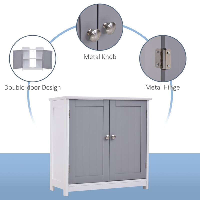 Bathroom Storage Cabinet with U-Shaped Design for Open Sink and Enclosed Storage - 23.5in L