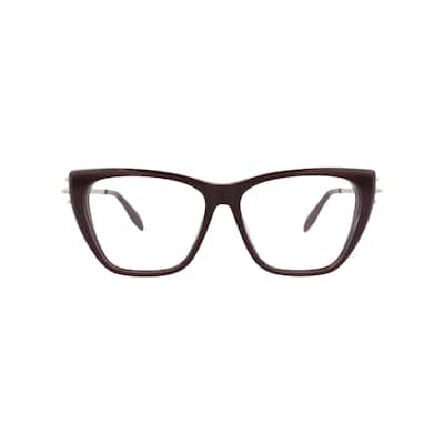 Alexander McQueen Cat Eye-Frame Acetate Optical Frames, Transparent Lens, Shiny Solid Dark Purple Frame