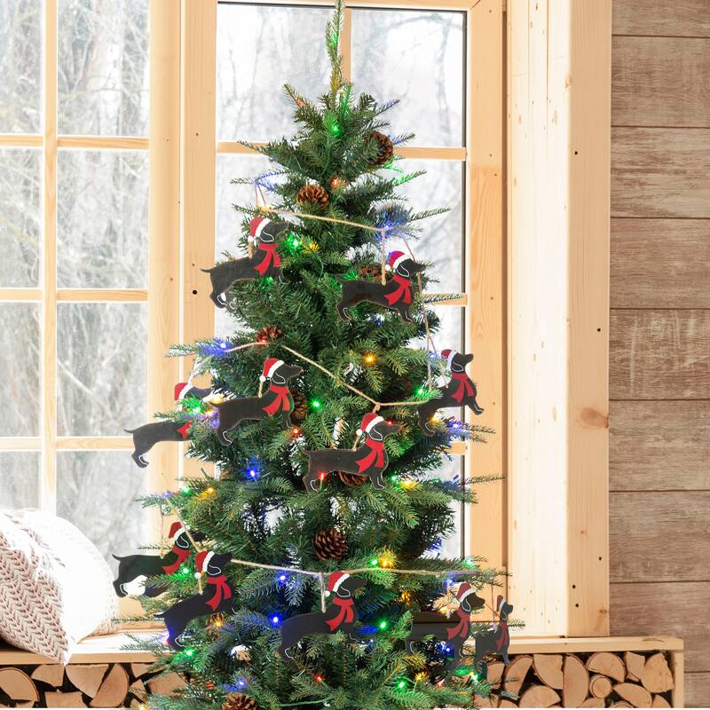 Glitzhome Set of 2 6'L Metal Christmas Tree in Truck Garlands