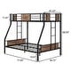 preview thumbnail 7 of 7, Black Twin over Full Metal Bunk Bed, Heavy Duty Frame with Safety Rail , 2 Side Ladders & Decorative Wood
