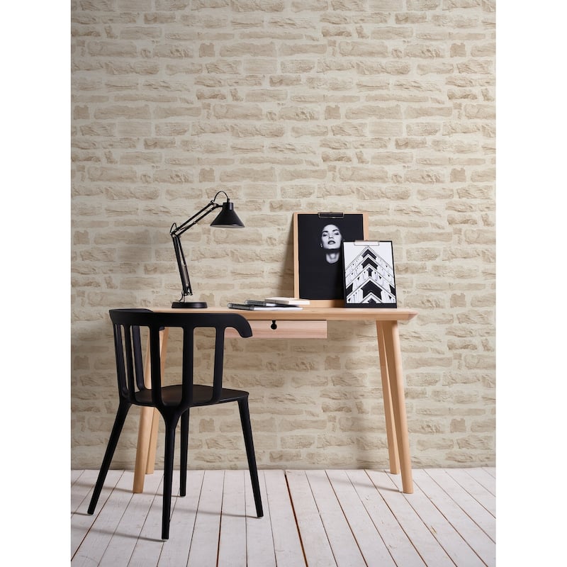 Galerie Wallcoverings Bricks and More Collection Rocky Brick Motif Matte Finish Vinyl on Non-woven Wallpaper Roll