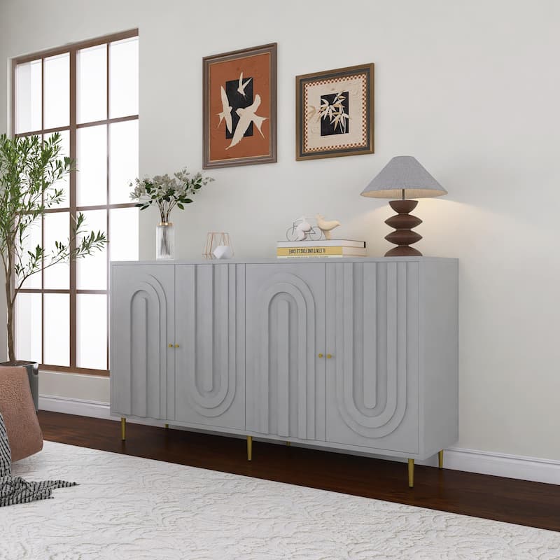 60 Inch Modern Sideboard with 4 doors and Adjustable Shelves