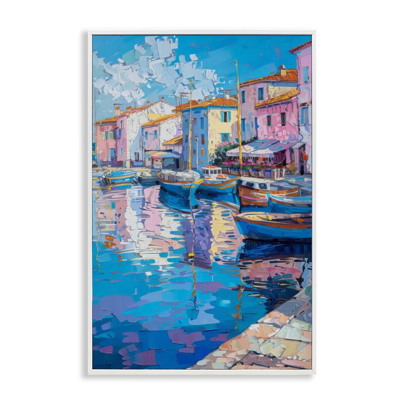 Stupell Abstract Harbor Reflection Framed Giclee Art Design By LSR Design Studio - 12 x 18 - White