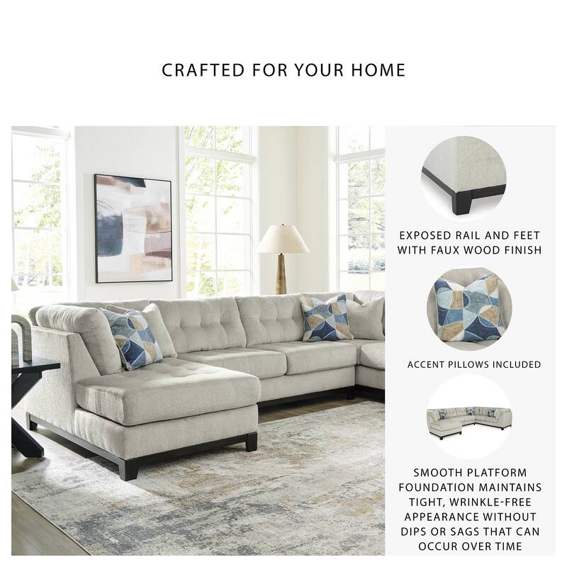 Signature Design by Ashley Maxon Place Light Gray 3-Piece Sectional with Chaise - 140" W x 100" D x 37" H