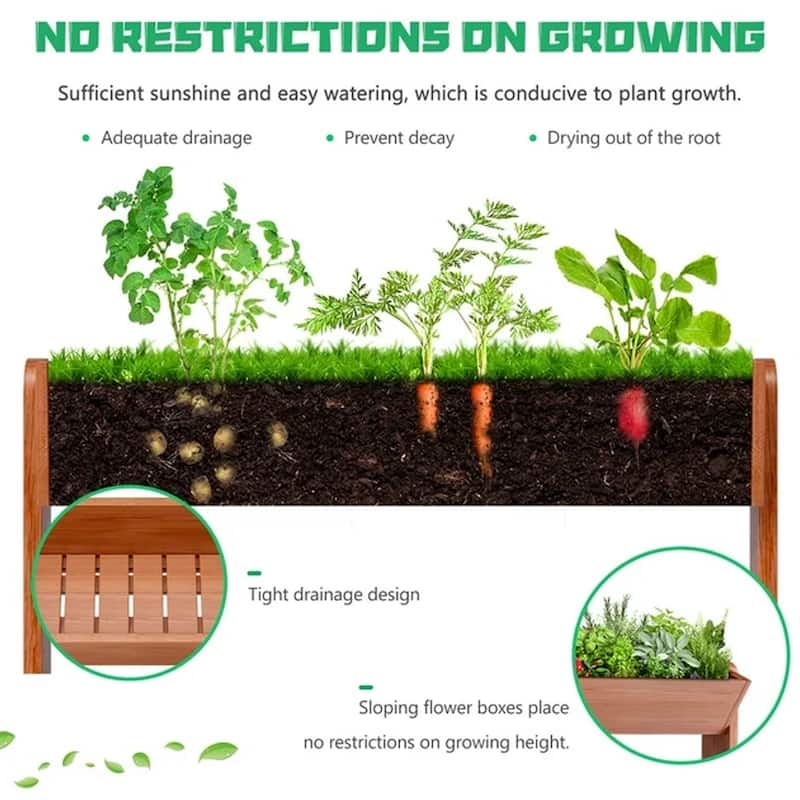 DoCred Vertical Wooden Garden Bed, Freestanding Outdoor Planter Box