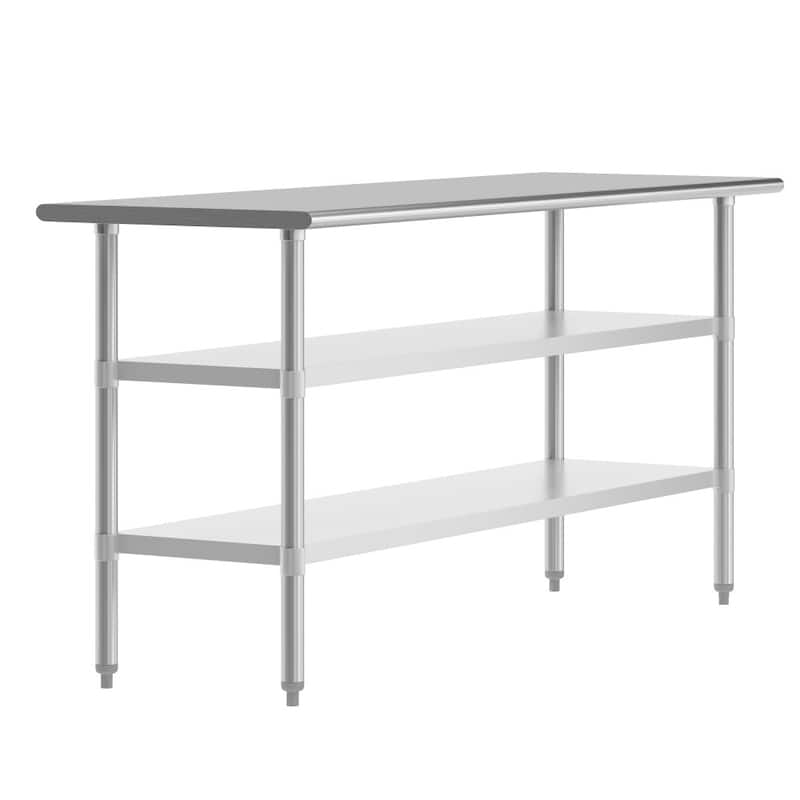 NSF Certified Commercial 18-Gauge Stainless Steel Work and Prep Table - 24"D x 72"W x 34.5"H