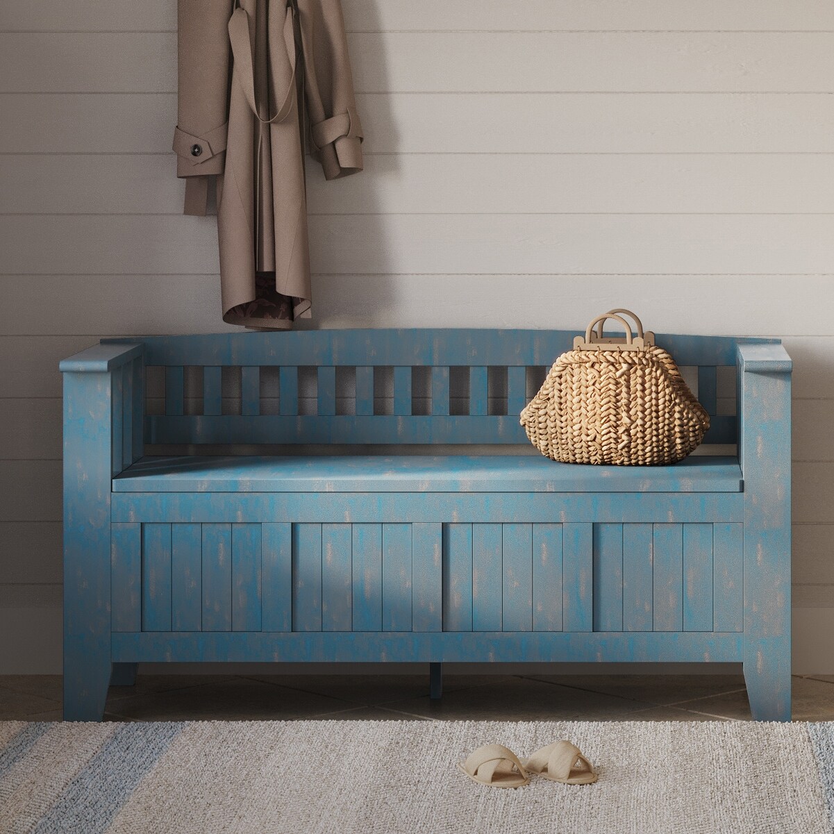 WYNDENHALL Normandy Solid Wood 48 inch Entryway Storage Bench On
