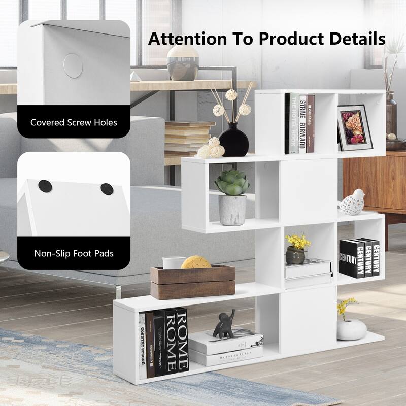 5-Tier Ladder Bookshelf with Open Shelves Modern Storage Display Rack for Home Office Living Room - 47" x 8" x 43" (L x W x H)