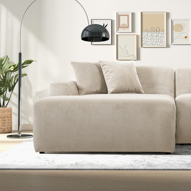 Daron Mid-Century Modern Sectional Corduroy Sofa
