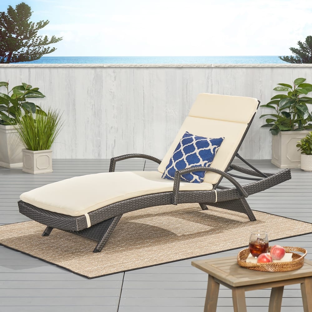 Toscana Outdoor Wicker Armed Cushioned Chaise Lounge by Christopher Knight Home