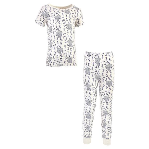 slide 1 of 1, Touched by Nature Toddler and Kids Boy Organic Cotton Tight-Fit Pajama Set, Blue Elephant 2T - Blue Elephant